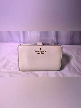 kate spade Pale Pink Saffiano Leather Zip Wallet with Gold Logo